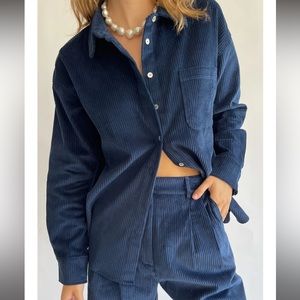 Donni. Navy Corduroy Button Up Shirt - Small